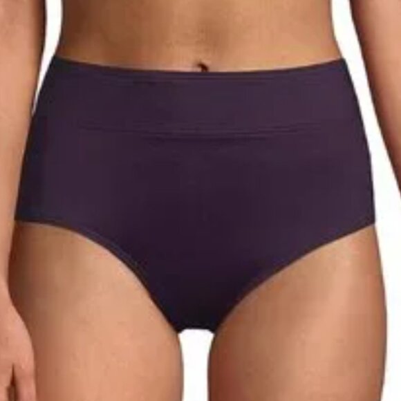 Lands End bikini swimsuit bottom High Waisted Swim Brief Blackberry 18w $65 new - Picture 1 of 3